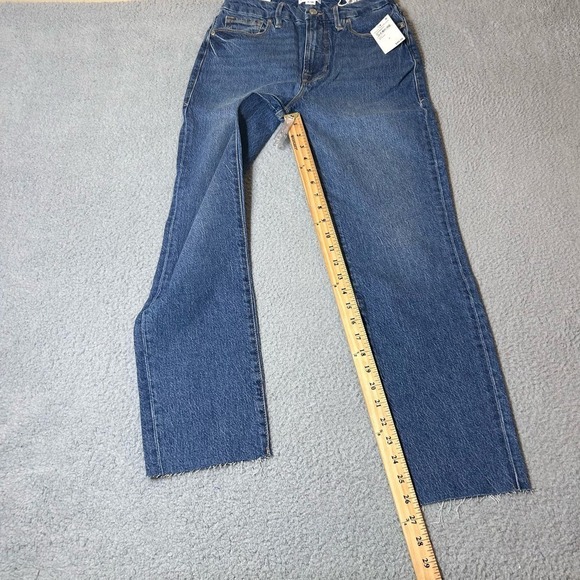 Good American Jeans Womens 6/28 Blue Good Classic Hi-Rise Raw Hem Slim Fit NEW - Picture 11 of 16